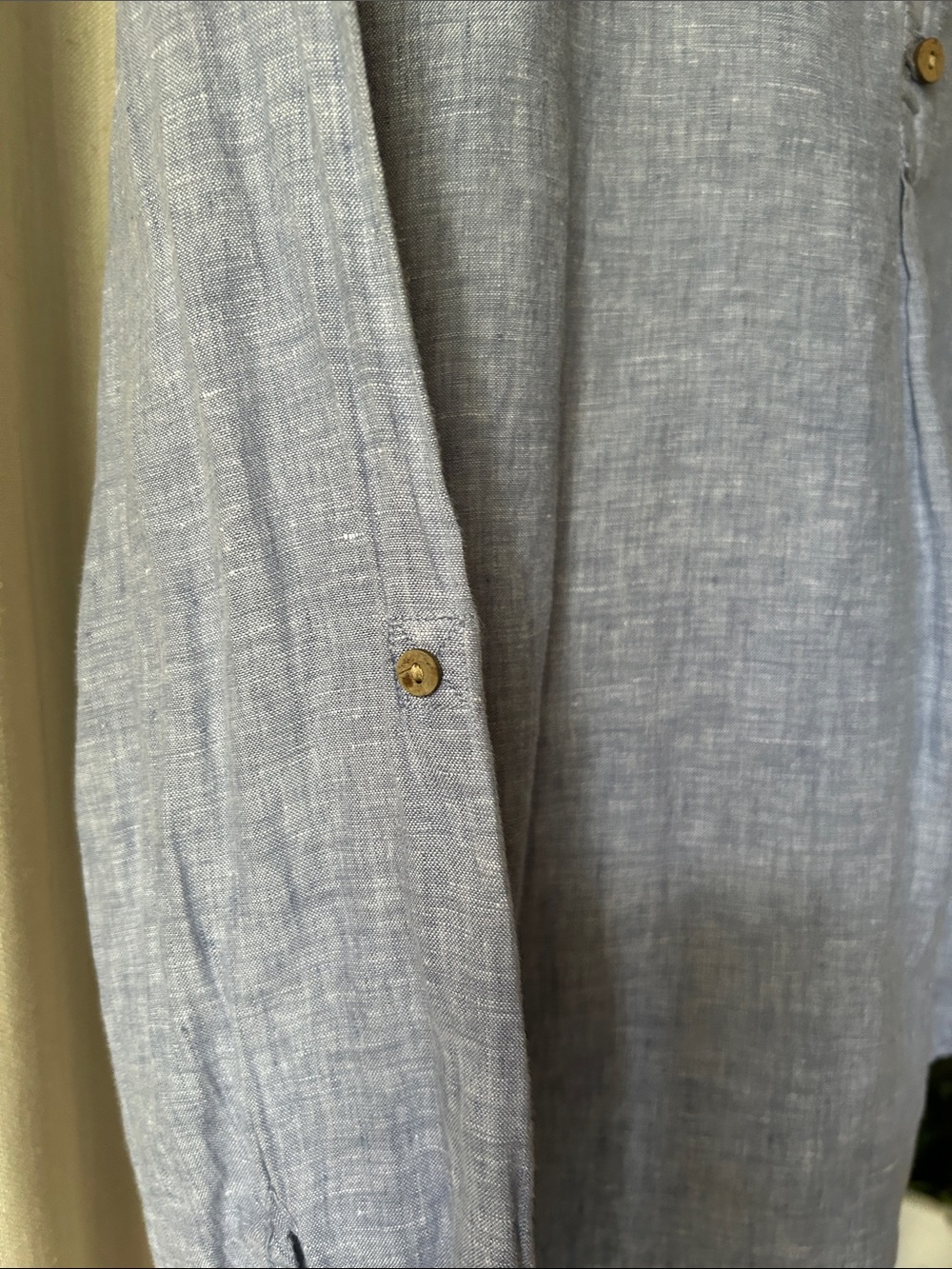 Light Blue Sigrid Olsen 100% Linen Size M Shirt - Picture 3 of 4